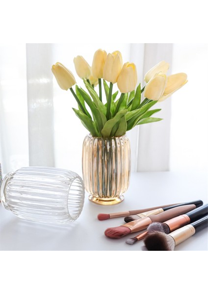 Cam Makyaj Fırçası Tutucu, Kristal Kozmetik Makyaj Organizatörü Eyeliners Kalem Tutucu Organizatör, Cam Çizgili Vazo B (Yurt Dışından) fırsatları