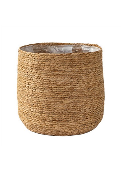 Seagrass Saksı - Dokuma Bitki Tenceresi - Boho Style S&#39;de Plastik Film Ekli Dekoratif Bitki Sepeti (Yurt Dışından)