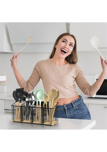 Büyük Mutfak Zarar Tutucu Siyah Metal Mutfak Yemek Münzisi Organize Spatula Maden Güveç (Yurt Dışından) fırsatları