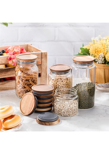 12PCS 3.5 Inç Genişliğinde Ağız Mason Kavanoz Kapakları Yeniden Kullanılabilir Konserve Kapakları Ahşap Mason Kavanoz Kapakları Hava Geçirmez Silikon Conta (Yurt Dışından) indirimleri