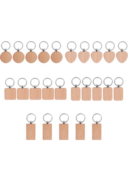 25PIECES Boş Ahşap Anahtarlı Diy Ahşap Anahtarlık Halkaları Anahtar Etiketler Takı Bulguları Zanaat (Yurt Dışından)