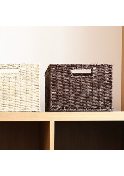 Dokuma Depolama Sepeti, Yerleşik Kağıt Halat Sepeti Kahverengi (Yurt Dışından) fırsatları