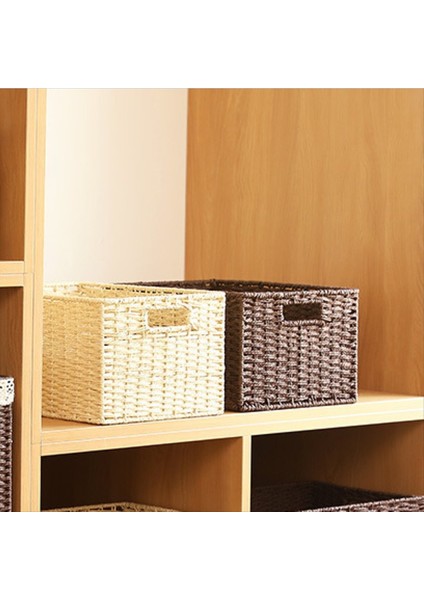 Dokuma Depolama Sepeti, Yerleşik Kağıt Halat Sepeti Kahverengi (Yurt Dışından) indirimleri