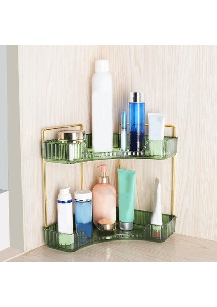 2 Katmanlı Banyo Sayacı Organizatör, Çok Fonksiyonlu Köşe Banyo Organizatör Tezgahı, Makyaj Organizatör Parfüm A (Yurt Dışından) indirimleri
