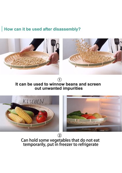 Gıda Bambu Gıda Servis Çadır Sepeti El Dokuma Sepet Servis Toz Geçirmez Yuvarlak Piknik Sepeti Sebze Meyveleri Ekmek, Bir (Yurt Dışından) indirimleri