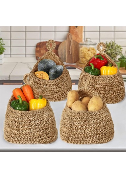 Mutfak Için Asılı Meyve Sepeti, Organize Etmek Için Boho Asılı Sepetler, Asılı Duvar Meyvesi Sebze Sepetleri, El Dokuması (Yurt Dışından) fırsatları