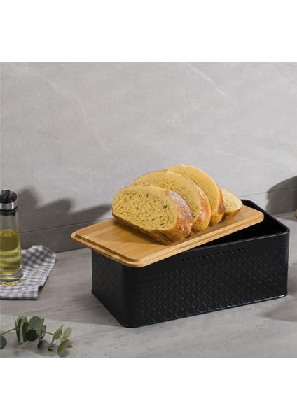 Ekmek Çöpü, Karbon Kaplama Sayesinde Yenilikçi Ekmek Kutusu, Bambu Kapak Siyah Dahil Entegre Havalandırma Delikleri ile (Yurt Dışından) fırsatları
