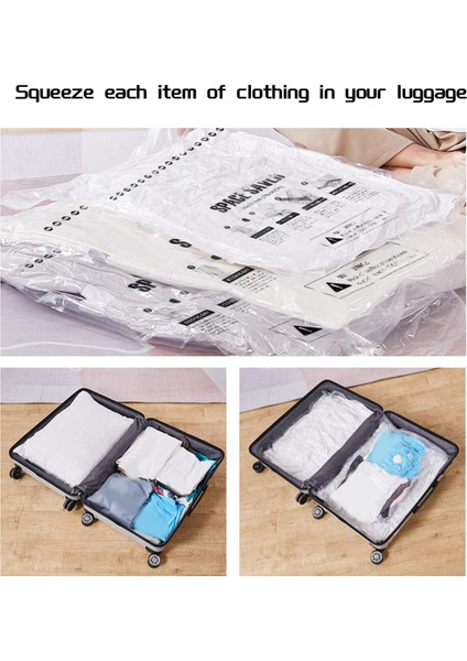 6x Vakum Depolama Torbaları, Battaniyeler Için Seyahat El Pompası ile Sızdırmazlık Sıkıştırma Torbaları, Yorganlar, Giysiler Depolama Xl (Yurt Dışından) modelleri