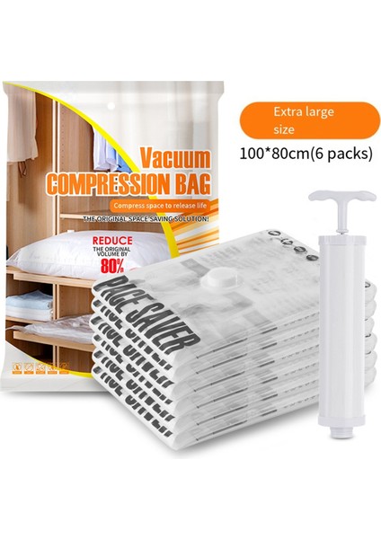 6x Vakum Depolama Torbaları, Battaniyeler Için Seyahat El Pompası ile Sızdırmazlık Sıkıştırma Torbaları, Yorganlar, Giysiler Depolama Xl (Yurt Dışından) indirimleri