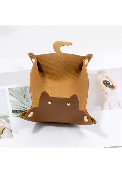 3pcs Ped Sevimli Kediler Şekilli Deri Vale Tepsisi, Sehpa Için Mücevher Tepsisi, Dekoratif Masa Organizatörü, Catchall Tepsisi Kahverengi (Yurt Dışından) modelleri