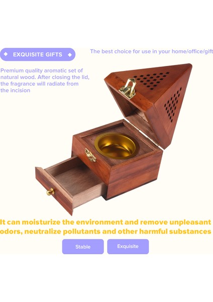 Ahşap Agarwood Sandal Ağacı Kutusu Tütsü Brülör Brülör Antika Aromaterapi Brülör Yaratıcı Piramit Içi Boş Tütsü Kutusu (Yurt Dışından) indirimleri