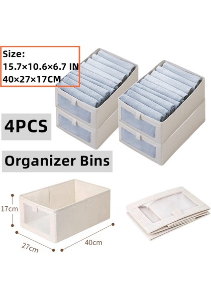 4 Paket Depolama Kutuları, Kıyafetler, Kot Pantolon, Dolap - Dolap Organizatörleri ve Depolama Bej Düzenlemek Için Depolama Kapları (Yurt Dışından) indirimleri