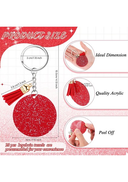 Akrilik Anahtarlık Boş Ring 1.97 Inç Parıltı Akrilik Boş Diy Anahtarlık Püskül Kırmızı (Yurt Dışından) fiyatları