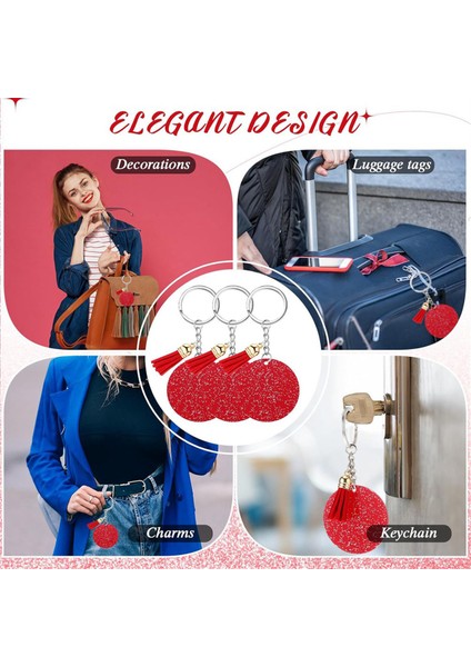 Akrilik Anahtarlık Boş Ring 1.97 Inç Parıltı Akrilik Boş Diy Anahtarlık Püskül Kırmızı (Yurt Dışından) modelleri