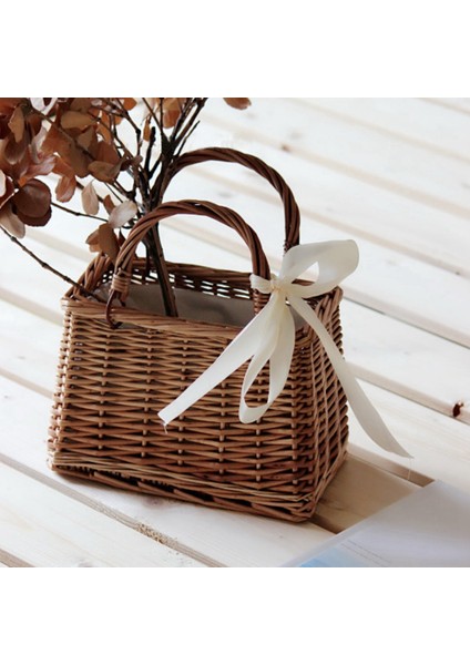 Rattan Dokuma Çanta Retro Tarzı Çanta Çanta Plaj Çantası Depolama Sepeti Öğle Yemeği Kutusu Çantası (Yurt Dışından) fiyatları