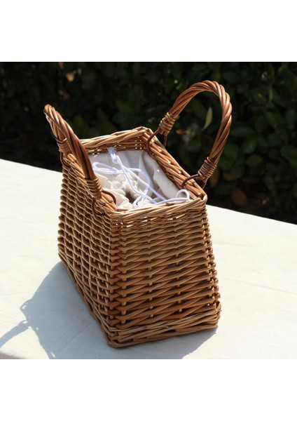 Rattan Dokuma Çanta Retro Tarzı Çanta Çanta Plaj Çantası Depolama Sepeti Öğle Yemeği Kutusu Çantası (Yurt Dışından) modelleri