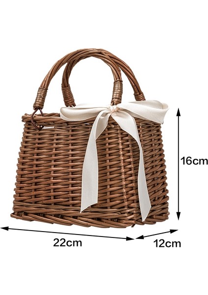 Rattan Dokuma Çanta Retro Tarzı Çanta Çanta Plaj Çantası Depolama Sepeti Öğle Yemeği Kutusu Çantası (Yurt Dışından) fırsatları