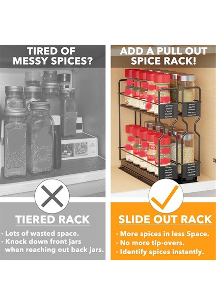 Spice Raf Organizatörü, Mutfak Dolabı Için Sarabı Rafı 2 Terek Çek, Küçük Alan Için Spice Çekmece Organizatör Rafı (Yurt Dışından) indirimleri