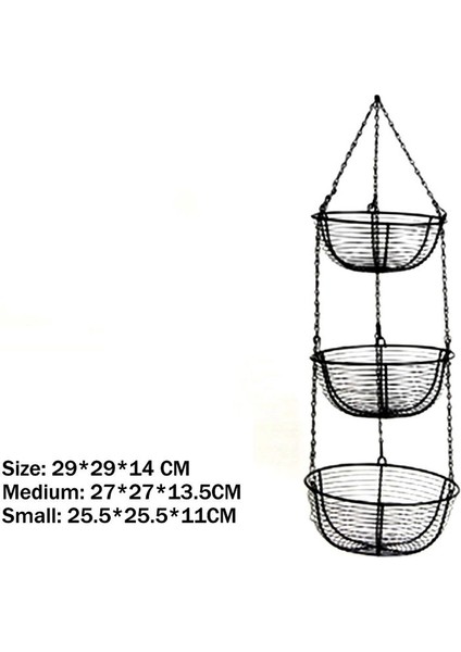 3 Katmanlı Asılı Sepet Meyve Organizatörü Mutfak Ağır Hizmet Tel Organizatör Tel Metal Tavan Kancaları Siyah Tel Sepet (Yurt Dışından) indirimleri