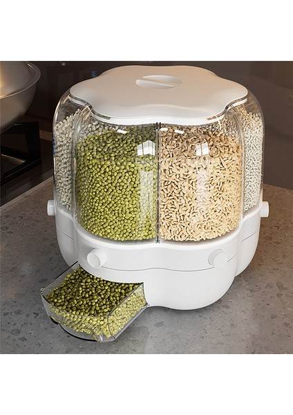 Ana Sayfa Gıda Konteyneri Döner Pirinç Fıçıları Mühürlü Tahıl Dispenser Mutfak Yemek Depolama Konteyneri Beyaz 6.5kg (Yurt Dışından)