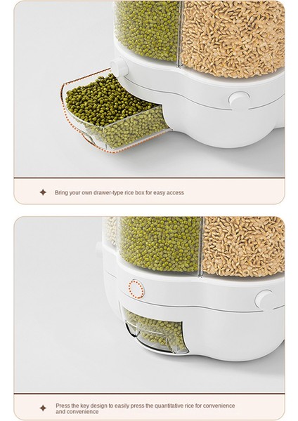 Ana Sayfa Gıda Konteyneri Döner Pirinç Fıçıları Mühürlü Tahıl Dispenser Mutfak Yemek Depolama Konteyneri Beyaz 6.5kg (Yurt Dışından) modelleri