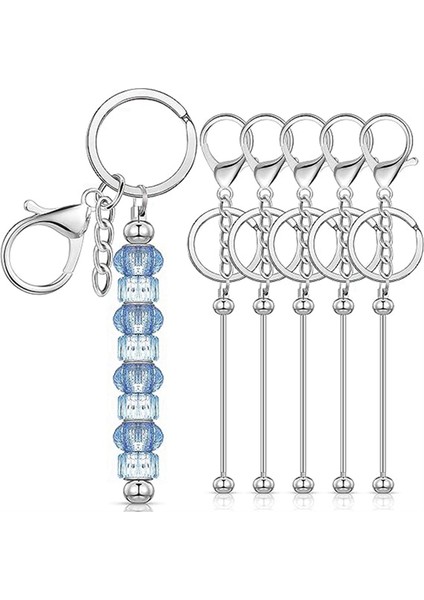 6 Adet Beadable Keychain Çubukları Boşluklar Boncuk Anahtarlık Metal Boncuklu Anahtarlık Dıy Kolye El Sanatları Takı Yapımı, Gümüş (Yurt Dışından) fiyatları