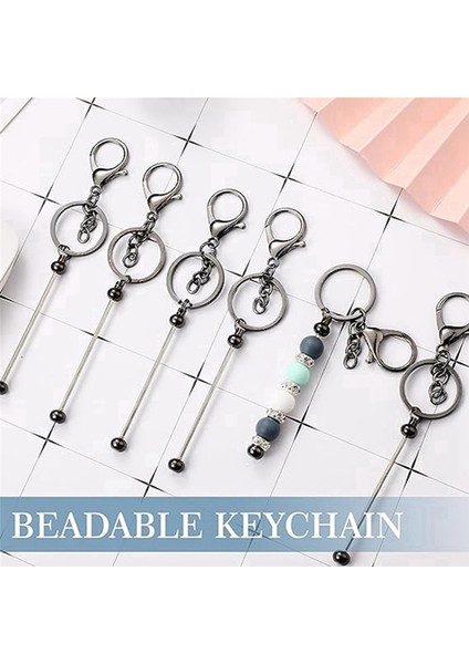 6 Adet Beadable Keychain Çubukları Boşluklar Boncuk Anahtarlık Metal Boncuklu Anahtarlık Dıy Kolye El Sanatları Takı Yapımı, Gümüş (Yurt Dışından) indirimleri