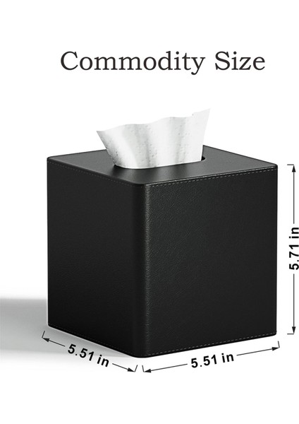 Doku Kutusu Kapak Kare Pu Deri Yüz Doku Kutusu Tutucu Şifoniyer Banyo Dekoru Siyah (Yurt Dışından) fiyatları