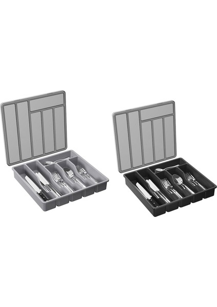 Kapaklı Gümüş Eşya Organizatörü, Mutfak Çekmecesi ve Tezgah, Plastik Çatal Bıçak ve Sofra Takımı Için Kapalı Kap Tepsisi (Yurt Dışından)