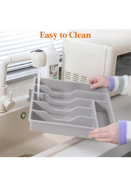 Kapaklı Gümüş Eşya Organizatörü, Mutfak Çekmecesi ve Tezgah, Plastik Çatal Bıçak ve Sofra Takımı Için Kapalı Kap Tepsisi (Yurt Dışından) fırsatları