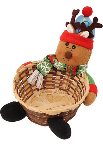 Mutlu Noeller Şeker Depolama Sepeti Dekorasyonu Noel-Decorations-Santa Snowman-Depolama Sepeti Masaüstü Şeker Kutusu A (Yurt Dışından)