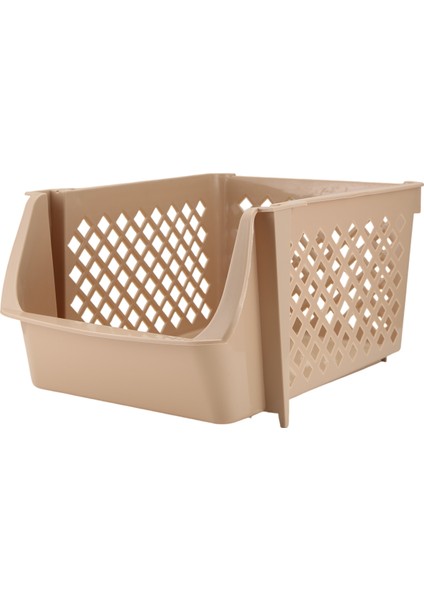 Istiflenebilir Plastik Sepet Mutfak Depolama Sepeti Meyve ve Sebze Plastik Depolama Sepeti Plastik Depolama Rafı (Bej) (Yurt Dışından)