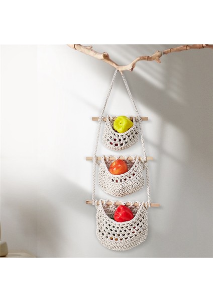 Duvar Meyve Sepeti Mutfak Meyve ve Sebze Sepet 3 Katmanlı Depolama Asma Dokuma Cep B Için Örgü Sepetler (Yurt Dışından) fırsatları