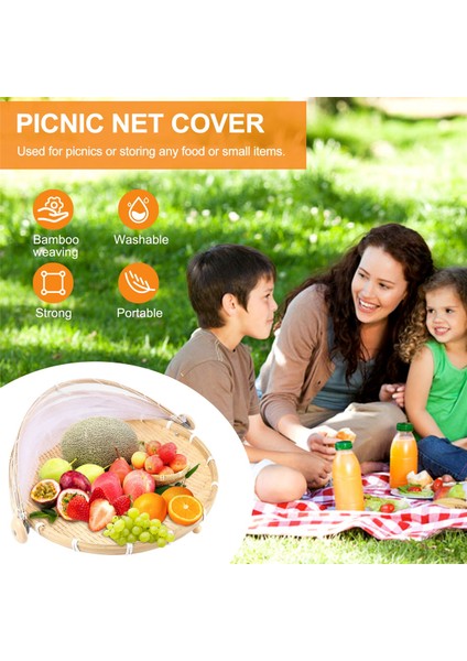 El Dokuma Gıda Çadır Sepet Tepsisi Meyve Bitkisel Ekmek Depolama Sepeti Basit Atmosfer Açık Piknik Örgü Net Kapak (Yurt Dışından) fırsatları