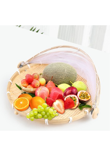 El Dokuma Gıda Çadır Sepet Tepsisi Meyve Bitkisel Ekmek Depolama Sepeti Basit Atmosfer Açık Piknik Örgü Net Kapak (Yurt Dışından) indirimleri