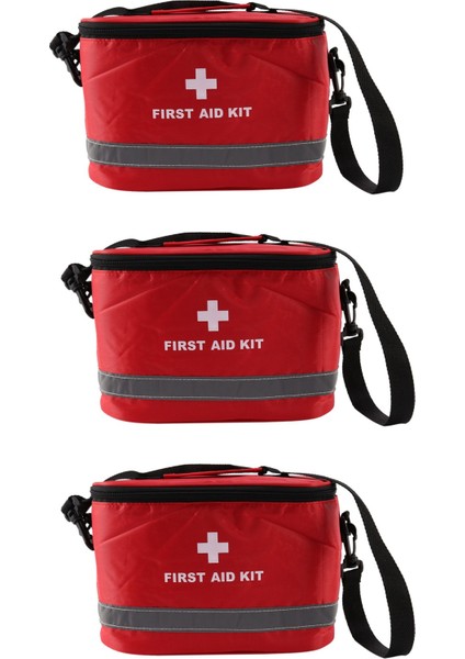3x Açık Hava Ilk Yardım Kiti Spor Kampı Çantası Ev Acil Survival Paketi Kırmızı Naylon (Yurt Dışından)