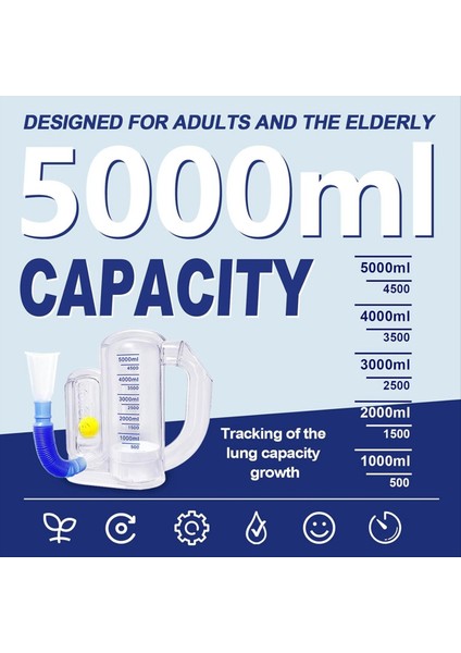Akciğerler Için Nefes Alıştırıcı Derin Nefes Eğitmeni - 5000ML Kapasite (Yurt Dışından) indirimleri