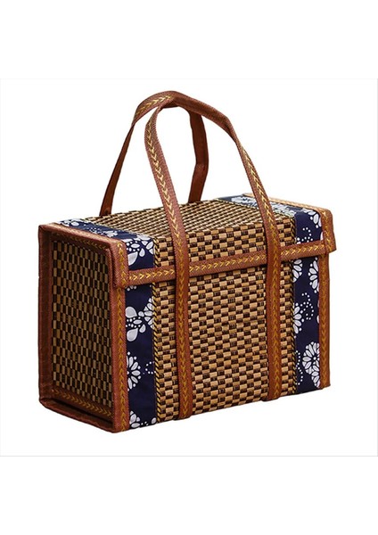 Meyve Sepeti Bambu Dokuma Taşınabilir Basit El Piknik Gıda Konteyneri Katlanabilir Atıştırmalıklar Kaplar Çocuklar 36X18X25CM, B (Yurt Dışından)