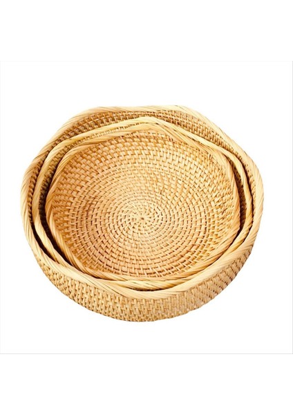 Rattan Yuvarlak Meyve Sepetleri Hasır Depolama Kaseleri Dokuma Servis Sepet Kaseleri Mutfak Seti Için Dekoratif Sepetler 3 (Yurt Dışından) fiyatları