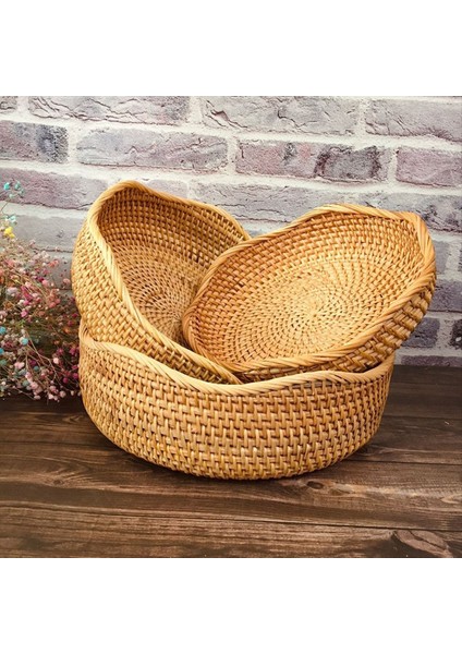Rattan Yuvarlak Meyve Sepetleri Hasır Depolama Kaseleri Dokuma Servis Sepet Kaseleri Mutfak Seti Için Dekoratif Sepetler 3 (Yurt Dışından) fırsatları