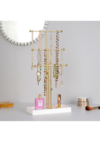 Gül Altın 3 Katmanlı T Şeklinde Takı Rafı Çıkarılabilir Masif Ahşap Basking Saklama Kutusu Küpe Kolyeleri Halkalar Takı Kutusu (Yurt Dışından) indirimleri