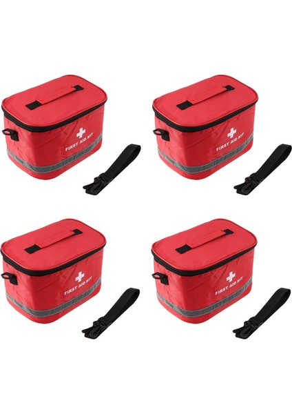4x Dış Mekan Ilk Yardım Kiti Spor Kampı Çantası Acil Survival Paketi Kırmızı Naylon Çarpıcı Çapraz Sembol Crossbody Bag (Yurt Dışından)