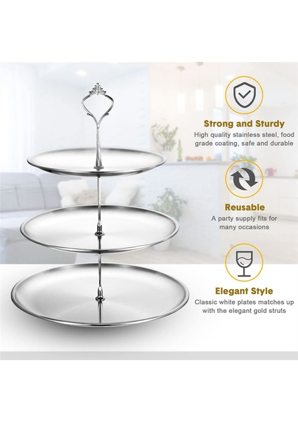 Pasta Standı Paslanmaz Çelik Katmanlı Cupcake Standı 3 Katmanlı Servis Tepsisi Tablo Masa Ekran Kek Kulesi Kek Tabakları (Yurt Dışından) fırsatları