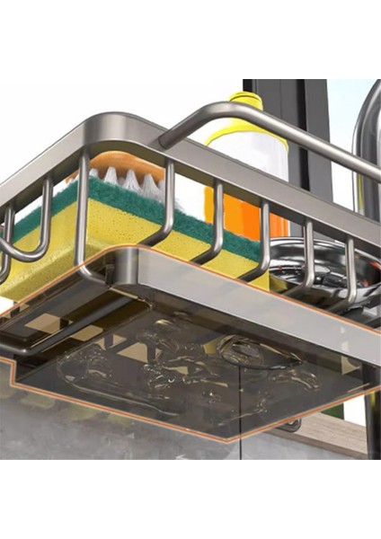Sünger Tutucu Musluk Mutfak Lavabo Organizatör, Alan Alüminyum Çıkarılabilir Asılı Musluk Tahliye Rafı ile Kanca Gümüş (Yurt Dışından) modelleri