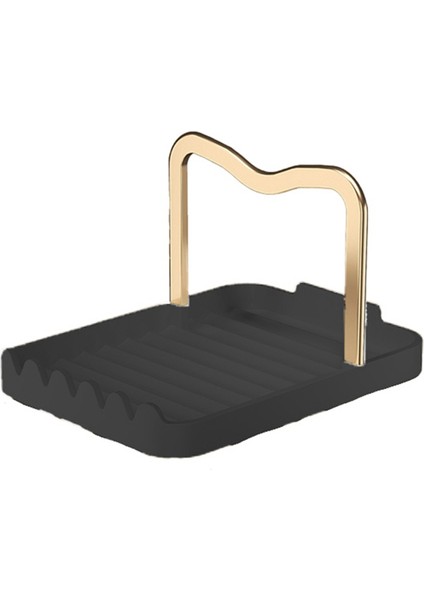 Alüminyum Pan Kapağı Tutucu Kaşık Pot Kapağı Rests Spatula Stand Mutfak Kolaylık Zeste Araç Aksesuarları, Siyah-Gold (Yurt Dışından)
