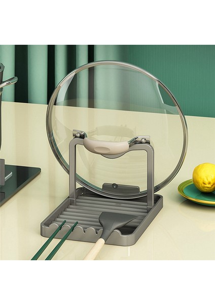 Alüminyum Pan Kapağı Tutucu Kaşık Pot Kapağı Rests Spatula Stand Mutfak Kolaylık Zeste Araç Aksesuarları, Siyah-Gold (Yurt Dışından) indirimleri