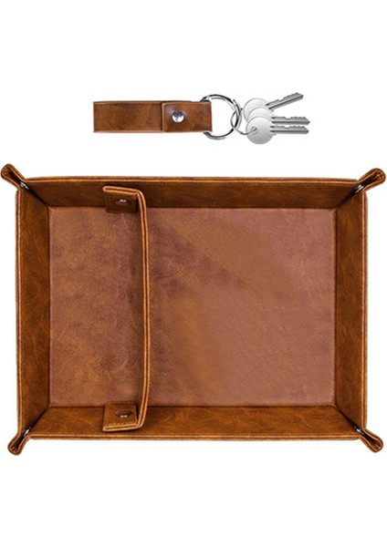 Erkekler Için Pu Deri Vale Tepsisi - Bölücülerle Komodin Organizatörü, Masa, Banyo ve Başucu Depolama Için Ideal (Yurt Dışından)