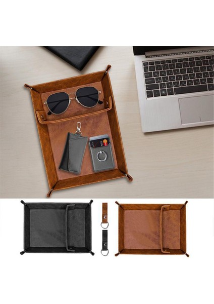 Erkekler Için Pu Deri Vale Tepsisi - Bölücülerle Komodin Organizatörü, Masa, Banyo ve Başucu Depolama Için Ideal (Yurt Dışından) fiyatları