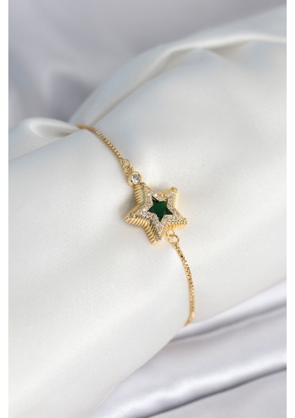 Kadın için Bileklik Künye Sarı Yıldız Tip Asansörlü