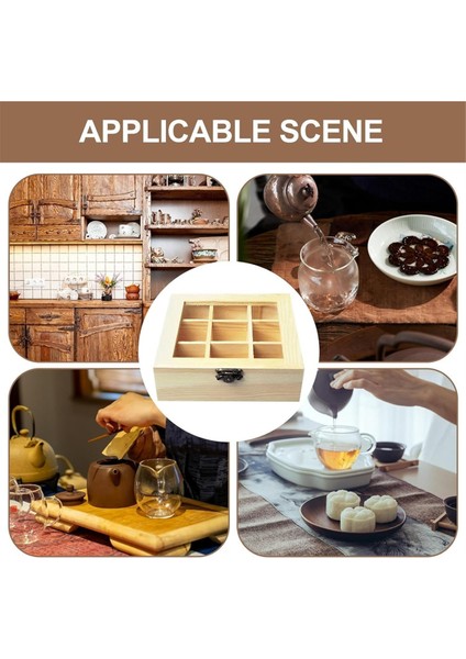 9 Bölmeli Çay Saklama Kutusu, Şeffaf Cam Üst, Çeşitli Çay Poşetleri Saklayabilen Çok Fonksiyonlu Saklama Kutusu (Yurt Dışından) fırsatları